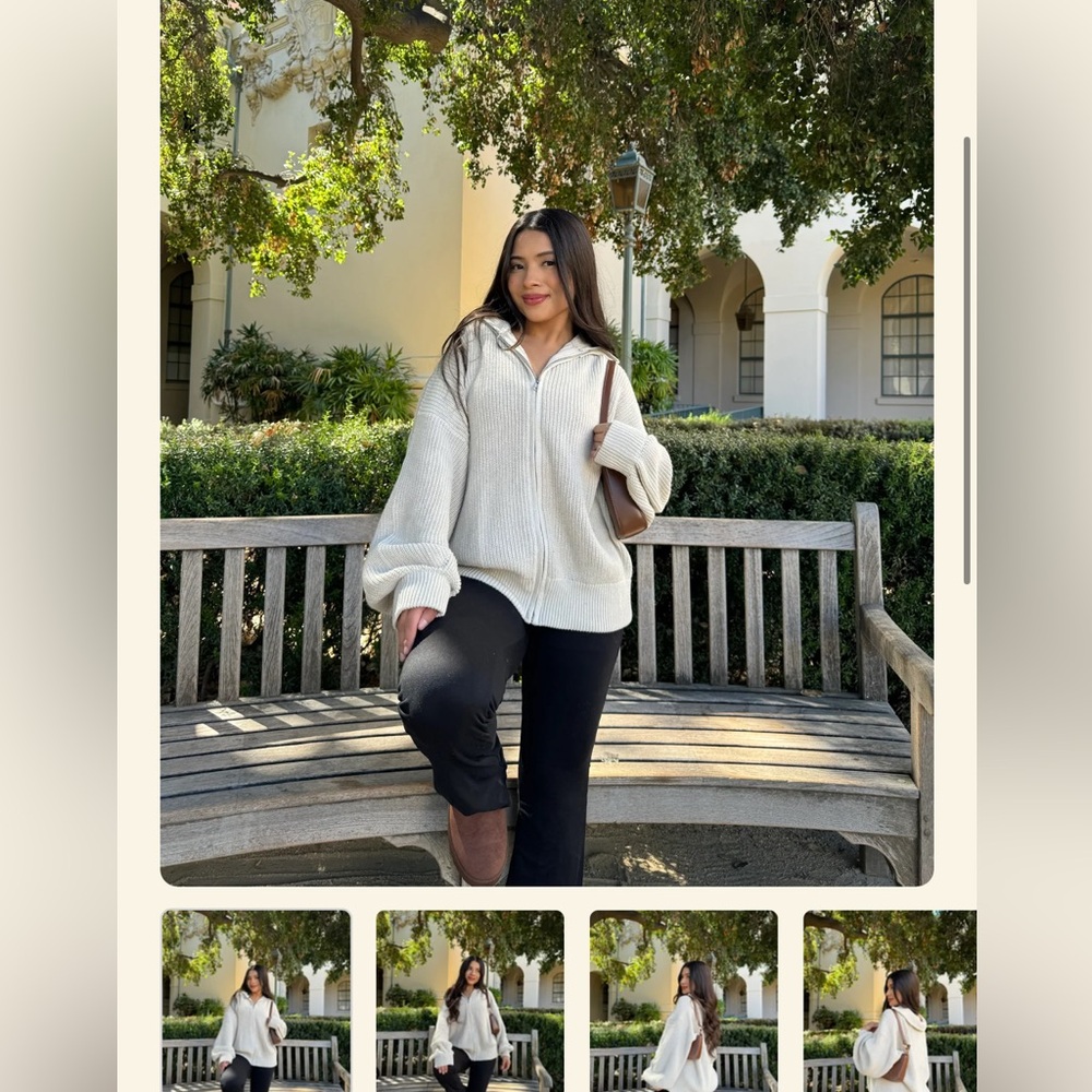 Brown Sugar Oatmeal Knit Zip Up Medium